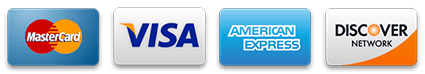 Accepted payment cards: MasterCard, Visa, American Express, Discover